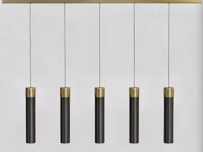 FORTE pendant light with five gold tubes 3D model