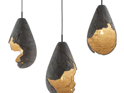 Wabi Sabi Stone Pendant Lamp 3D model