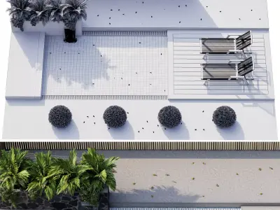 Backyard and Landscape with Pool 09 3D model