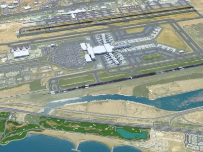 Muscat Airport 10km Low-poly 3D model