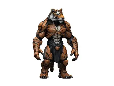 Tiger Cyborg Low-poly 3D model