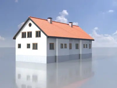 Modern multi-family house version 1 Low-poly 3D model