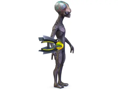 Grey Alien UFO Low-poly 3D model
