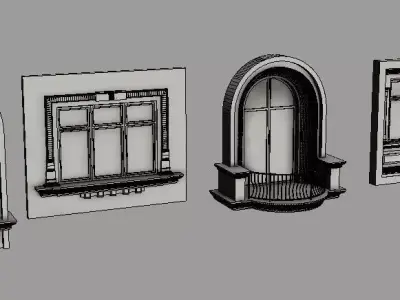 classical windows exterior Free 3D model