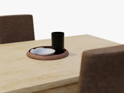 Dining Set wooden table and chairs 3D model