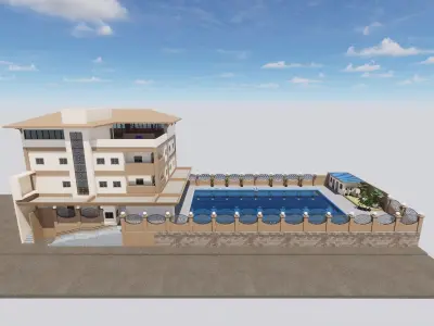 aquatic pool wiith gym center 3D model