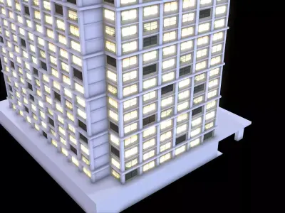 Skyscraper at Night - LowPoly Low-poly 3D model