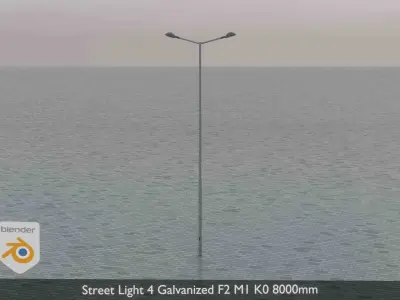Street Light 4 Galvanized F2 M1 K0 8000mm Low-poly 3D model