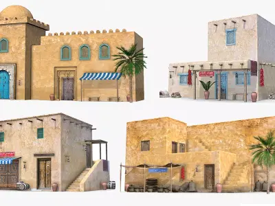 Old Arabic Islamic House Collection Low-poly 3D model