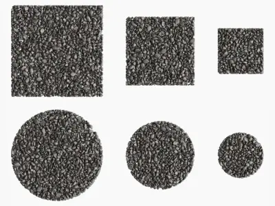 Round and square form pebbles 01  3D model