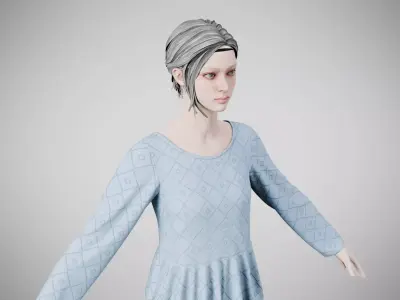 Dress 25 Light Blue Low-poly 3D model