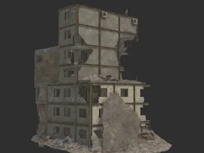 destroyed building Low-poly 3D model