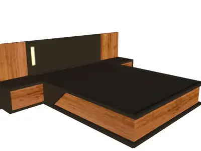 Modern Master Bed in wooden format Low-poly 3D model