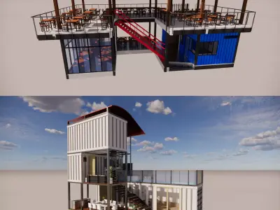 Container coffee shop-21 3D model