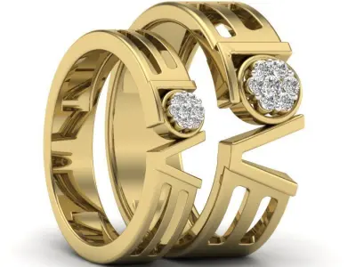 Couple Band Ring 3dm stl render detail  3D print model