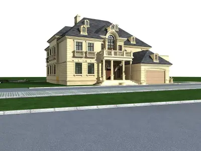 Villa house on street 3D model