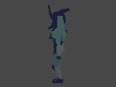 VoxelBot 1 female character Low-poly 3D model