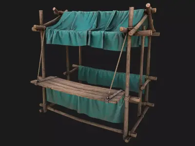 Market Stall Blue Tent Low-poly 3D model