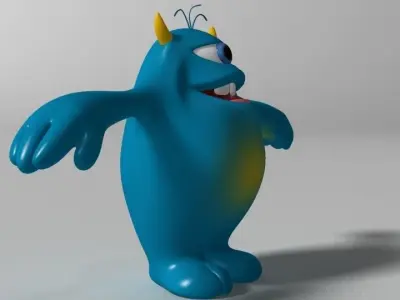 Cartoon Blue Monster Rigged Low-poly 3D model
