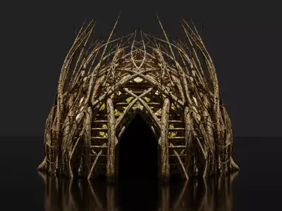 Forest - Wooden Shelter No1 Low-poly 3D model