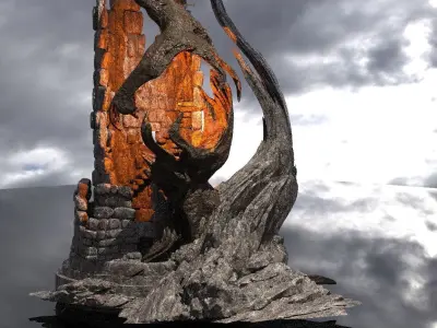 Medieval Witches Hollow Tree Tower 4  3D model