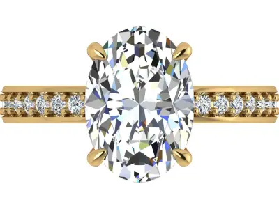 3 Carat Oval Cut Engagement Ring - 1mm stone at the shank  3D print model
