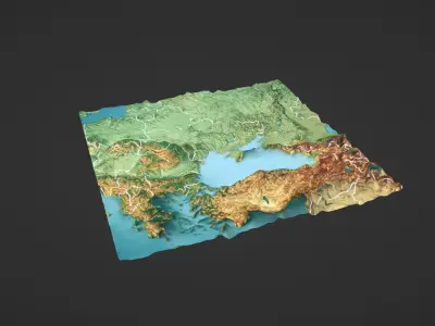 Ukraine Black Sea Map Topography Low-poly 3D model