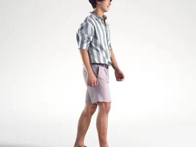 Man Casual Summer Walking Street Low poly Chris 2280 3D model