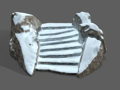 Snowy Rock Stair Low-poly 3D model