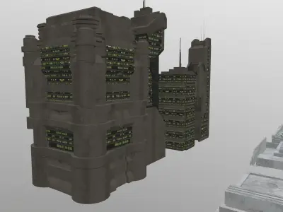 Sci Fi City Pack 8 Kit  Low-poly 3D model