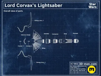 Lord Corvax lightsaber 3D print model