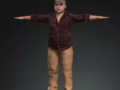 Asian Fat Boy rigged 3D model 3D model