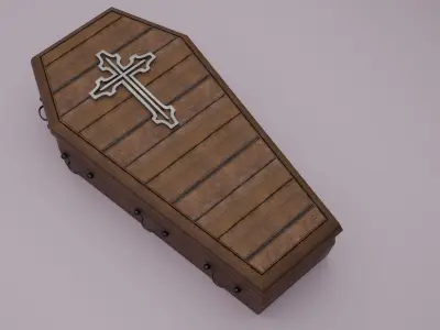 3D wooden coffin 3D model