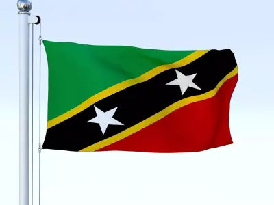 Animated Saint Kitts and Nevis Flag Low-poly 3D model
