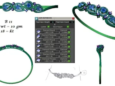 Jewelry Collection bracelet with flower 3D print model