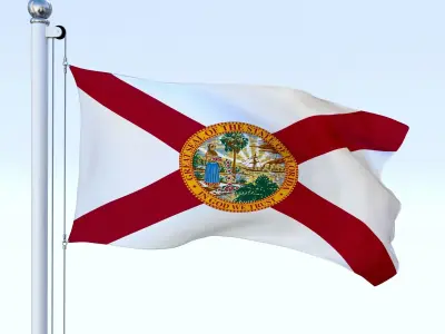Animated Florida Flag Low-poly 3D model