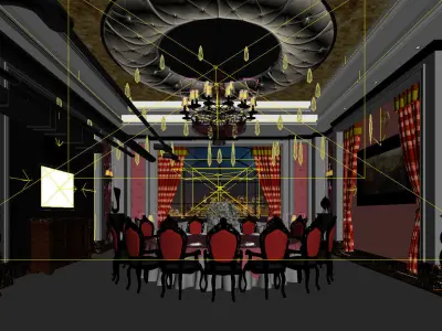 Business Restaurant - Coffee - Banquet  48 3D model