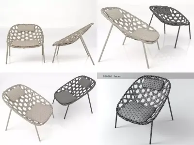Coracle rattan lounge chair 3D model