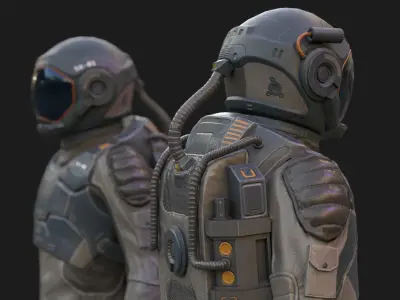 SX01 Male Space Suit LITE VERSION Low-poly 3D model