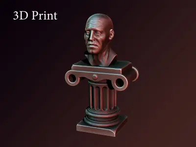pedestal 2 3d print bust of old man Free 3D print model