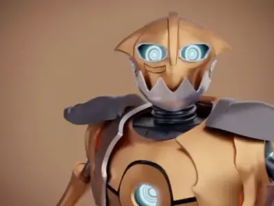 Rigged robot character model 3D model