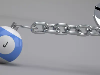 J Snooker Ball with Keychain 3D model