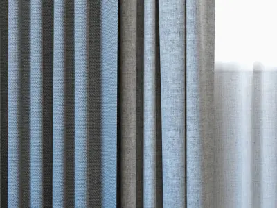 Curtains 02 Curtains with Tulle 3D model