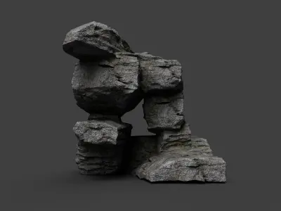 Cliff Rock 4-4 Low-poly 3D model