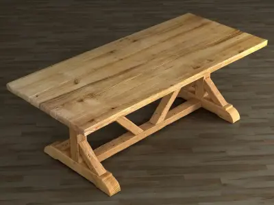 Salvaged Wood and Concrete X-Base 3D model