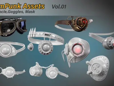SteamPunk 3D Assets  FBX  OBJ Low-poly 3D model