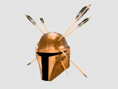 Arrowed Mandalorian Helmet Damaged Sci Fi Game Ready Low-poly 3D model