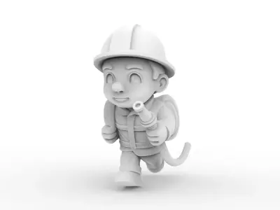 Cartoon Firefighter 3D Printable 3D print model