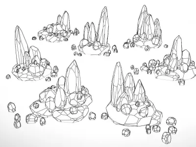 Rock Formations Asset Pack 7 Low Poly Game Ready 2K PBR Models Low-poly 3D model