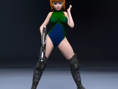 sci-fi girl soldier 3D print model